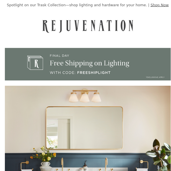 Last day to enjoy free shipping on lighting with code inside