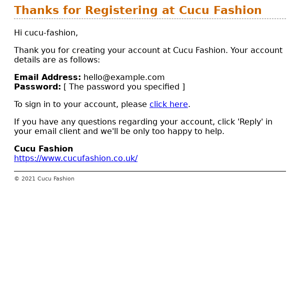 Thanks for Registering at Cucu Fashion