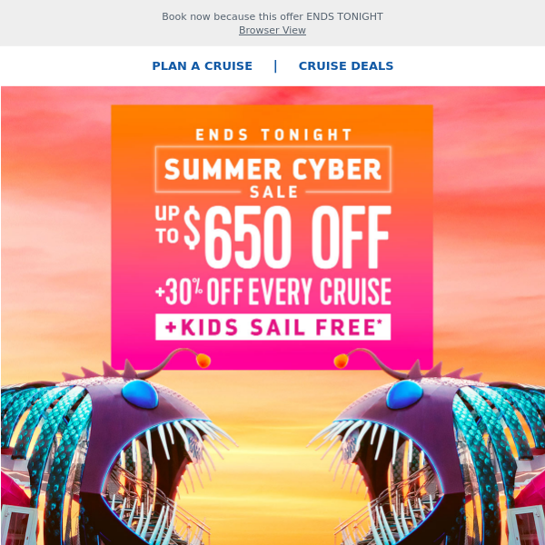 *Final Hours* to score on your holiday vacay with MASSIVE savings of up to $650 + 30% off every guest + kids sail FREE