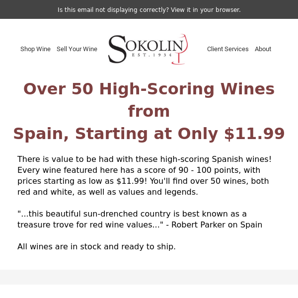 Over 50 High-Scoring Wines from Spain, Starting at Only 11.99 usd