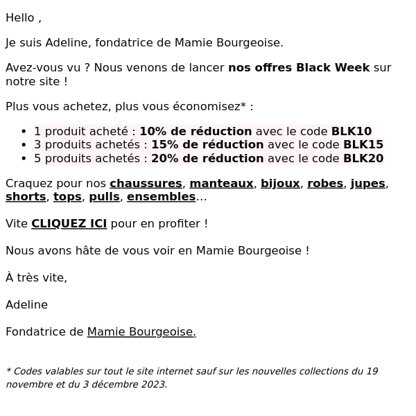 Jusqu'à 20% de réduction sur tout le site !