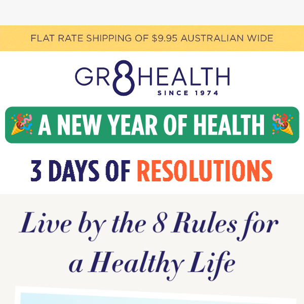 NY Resolution 🎉 Live by the 8 Rules for a Healthy Life