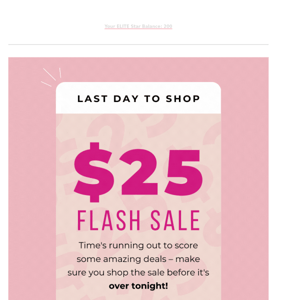Last Day to Shop: $25 Flash Sale