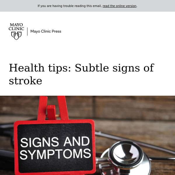 Health tips: Subtle signs of stroke