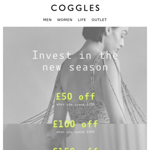 Up to £150 off your favourite designers