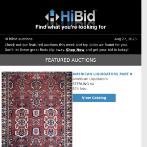 Sunday's Great Deals From HiBid Auctions - August 27, 2023