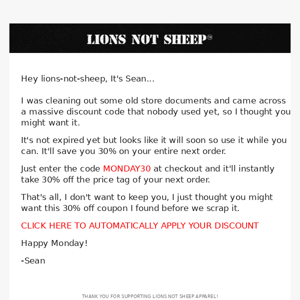 A private note for Lions Not Sheep - Do NOT Share