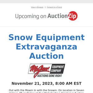 Snow Equipment Extravaganza Auction