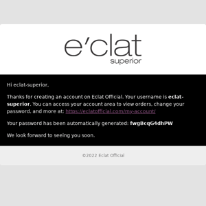 Your Eclat Official account has been created!