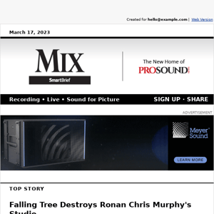 Falling Tree Destroys Ronan Chris Murphy's Studio / Dolby Atmos Render App Announced / Antares Auto-Tune Vocal Compressor / 'The Last Of Us' Clicker ADR / Nashville's First Hip-Hop Studio / More!