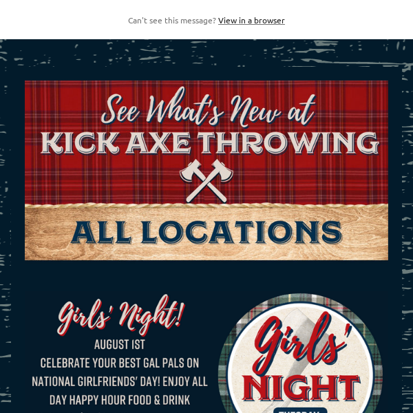 🪓TOMORROW! Enjoy a Kick Axe Girls' Night Out😎