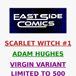 🔥 PRE-SALE LIVE in 30-Mins at 5PM (ET)🔥 SCARLET WITCH #1 ADAM HUGHES VIRGIN EXCLUSIVE 🔥 LIMITED to 500 W COA 🔥 PRE-SALE TODAY at 5PM (ET) / 2PM (PT)