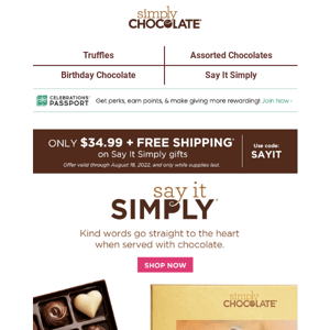 Enjoy free shipping on Say It Simply gifts.