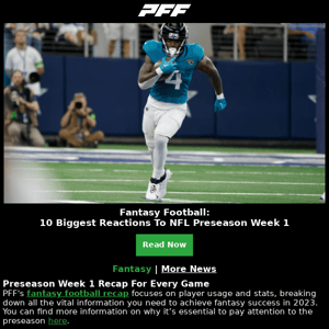 Fantasy Draft Top 400 Rankings, NFL Preseason Week 1 TOTW and Player Awards