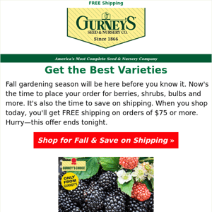 FREE shipping today on your fall gardening purchases