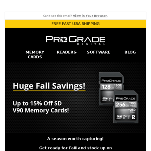 Get Ready to Capture Fall by Saving up to 15% off SD V90 Memory Cards!