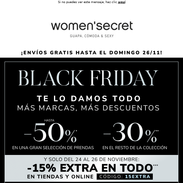 ¡Que ya es BLACK FRIDAY! 🎉¡Hasta -50% + 15% EXTRA!