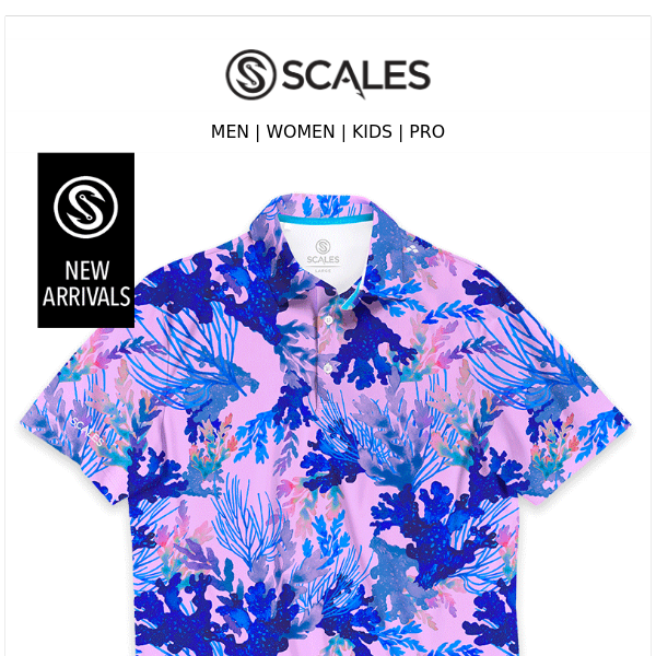 Brand new gear, now at SCALES – Polos, pants, shorts, and more