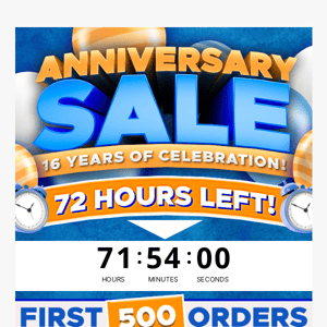 🎂 Anniversary Sale! 72 Hours Left!