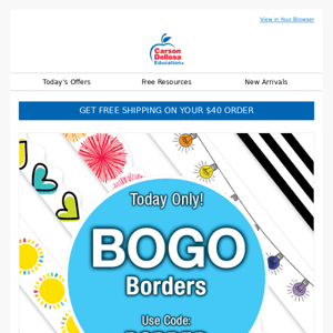 Today Only! BOGO Free Borders