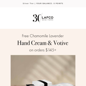 A free hand cream & votive for you!