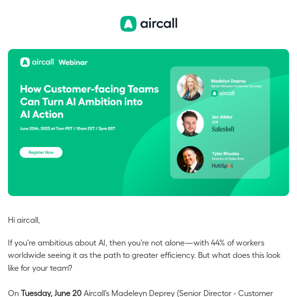 Convert your AI ambition into action, Aircall