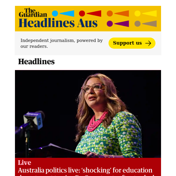The Guardian Headlines: Australia politics live: ‘absolutely shocking’ for education department to give PwC contracts after tax leak scandal, Faruqi says; Ben Roberts-Smith verdict due today