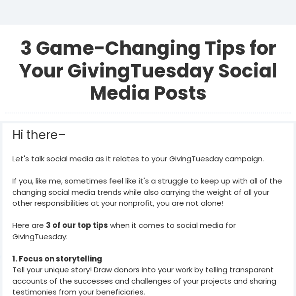 3 Game-Changing Tips for Your GivingTuesday Social Media Posts