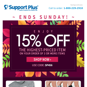 Ends Sunday: 15% Off