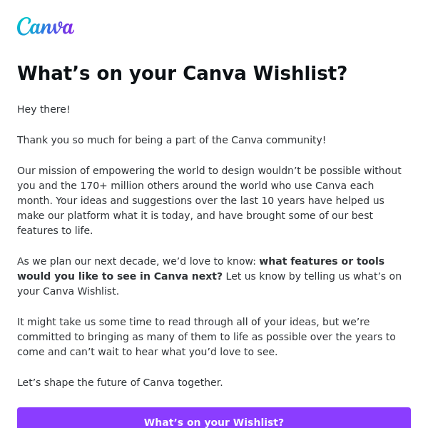 Submit your Canva Wishlist 🎁