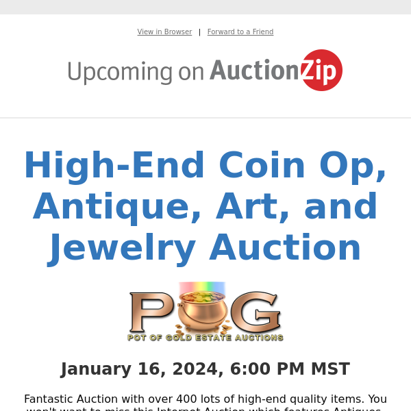 High-End Coin Op, Antique, Art, and Jewelry Auction