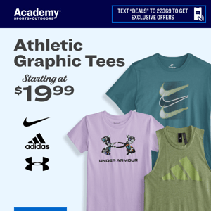 Athletic Graphic Tees, Starting at $19.99.
