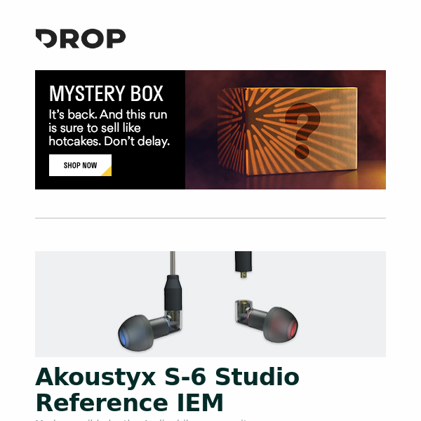 Akoustyx S-6 Studio Reference IEM, Drop + Marvel Spider-Man Pursuit Desk Mat, Drop Keycap Mystery Box – Series 3 and more...