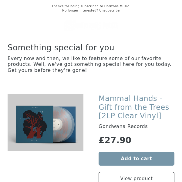 NEW! Mammal Hands - Gift from the Trees [2LP Clear Vinyl]