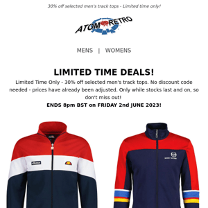 30% off Selected Men's Track Tops - Limited Time Only!