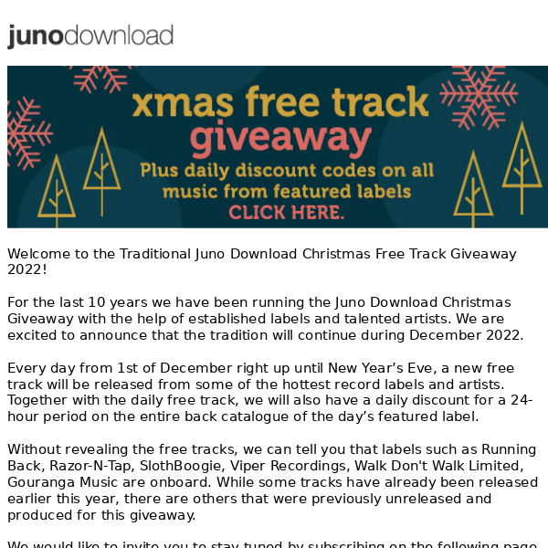 Juno Download Christmas Free Track Giveaway 2022!