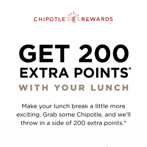 Got lunch plans? Earn 200 points 🌯