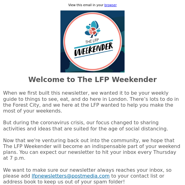 Thanks! You’re signed up for The LFP Weekender!