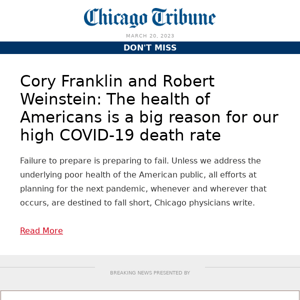 Cory Franklin and Robert Weinstein: The health of Americans is a big reason for our high COVID-19 death rate