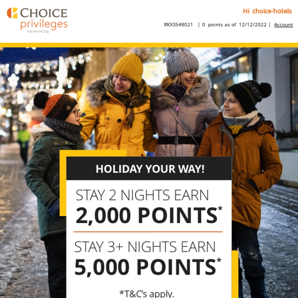 There’s Still Time to Get Up to 5,000 Bonus Points on Holiday Stays​