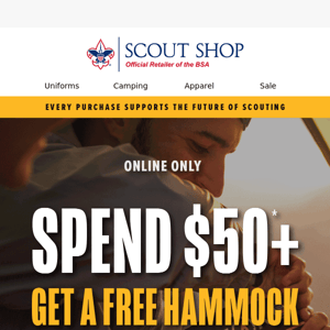 Spend $50, get a free hammock!
