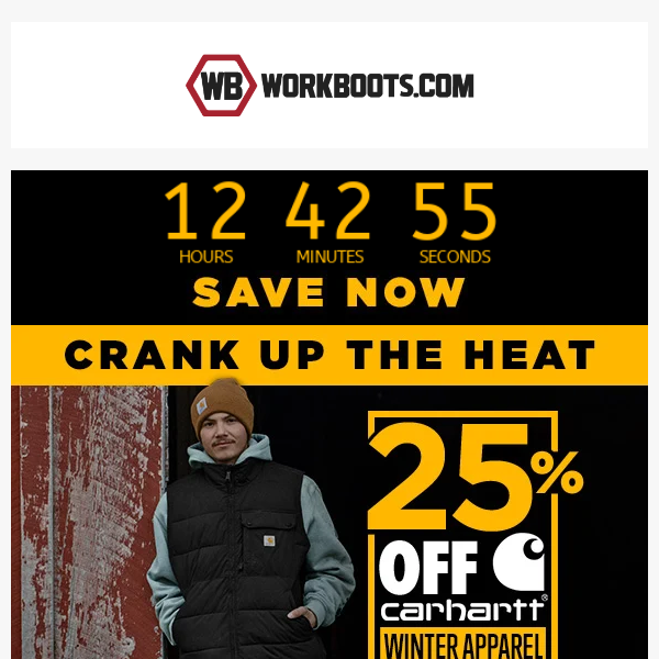 Turn the heat up 🔥 in 25% off Carhartt 