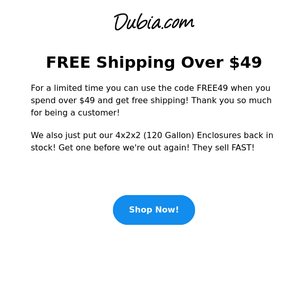 FREE Shipping Over $49 W/ Code: FREE49