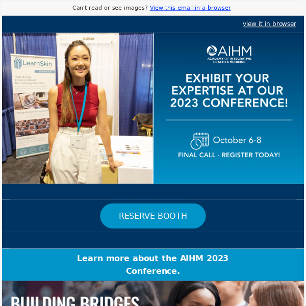 Final Call for AIHM 2023 Conference Exhibitors ... Register TODAY! ⏰