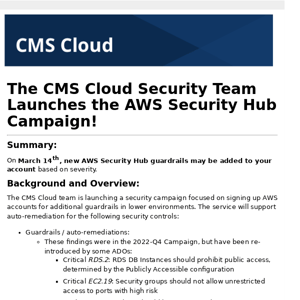 Security Update: Announcing the launch of the AWS Security Hub Campaign
