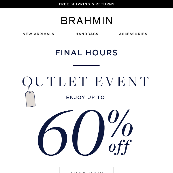 FINAL HOURS ⏰ Outlet Event ends soon! - Brahmin Handbags