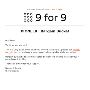PIONEER | Bargain bucket updated!