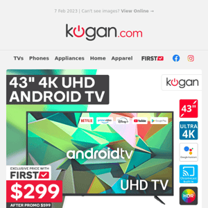 📺 43" 4K UHD Android TV Just $299* (Rising to $599 on Friday!)