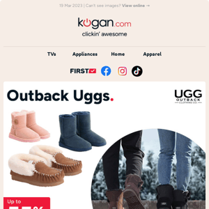 Up to 55% OFF* Outback Ugg boots & slippers - Save now, stay warm later!
