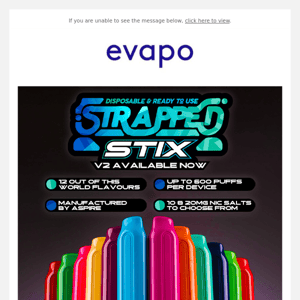 3 for £12 on Strapped Stix disposable vapes